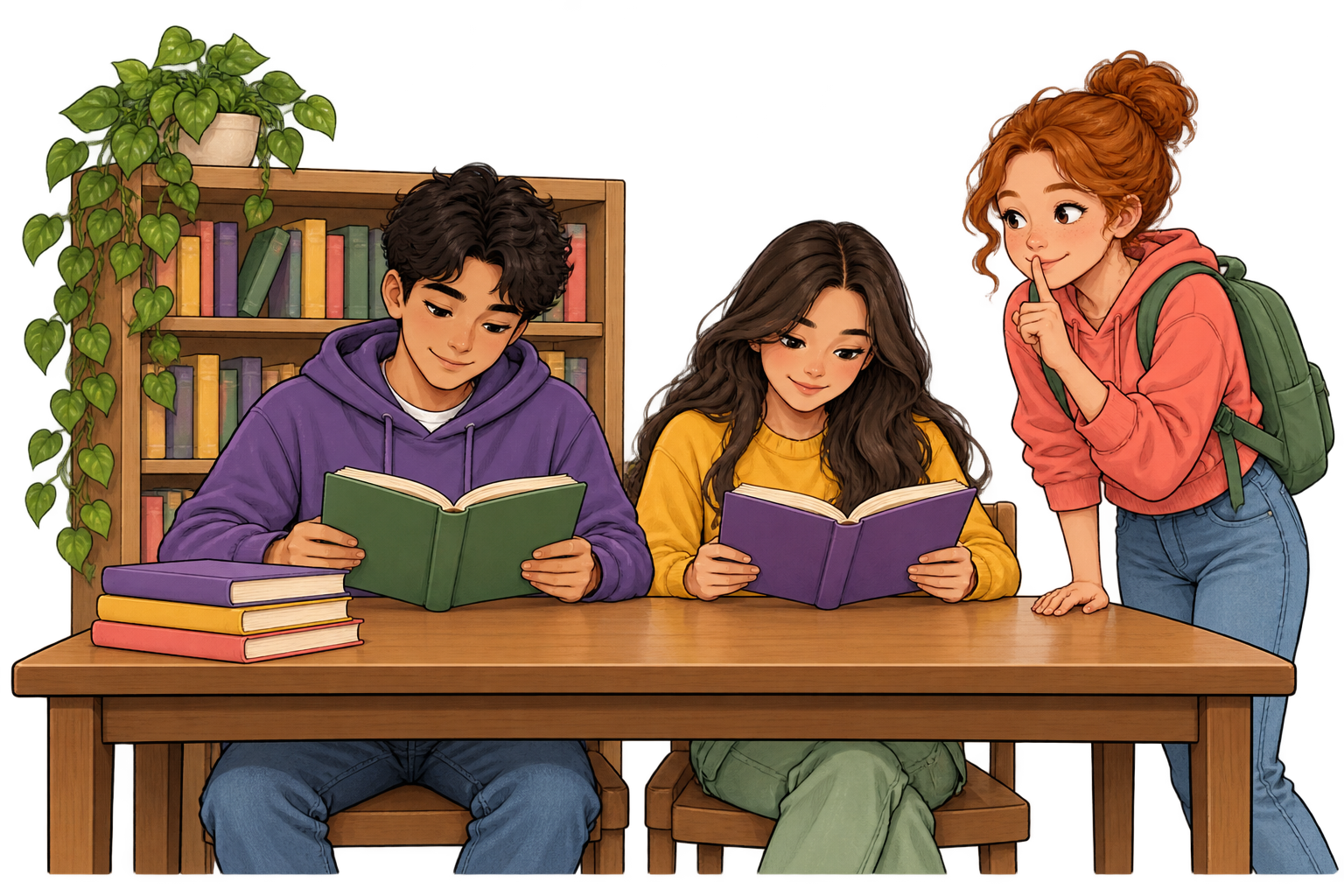 Students in a library